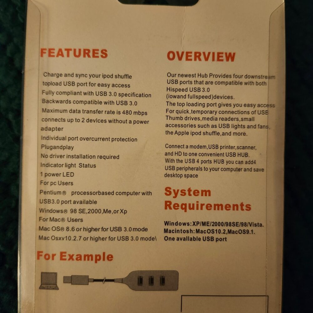 Hubman White USB 2.0 4-PORT HUB HI-SPEED New - Picture 3 of 5